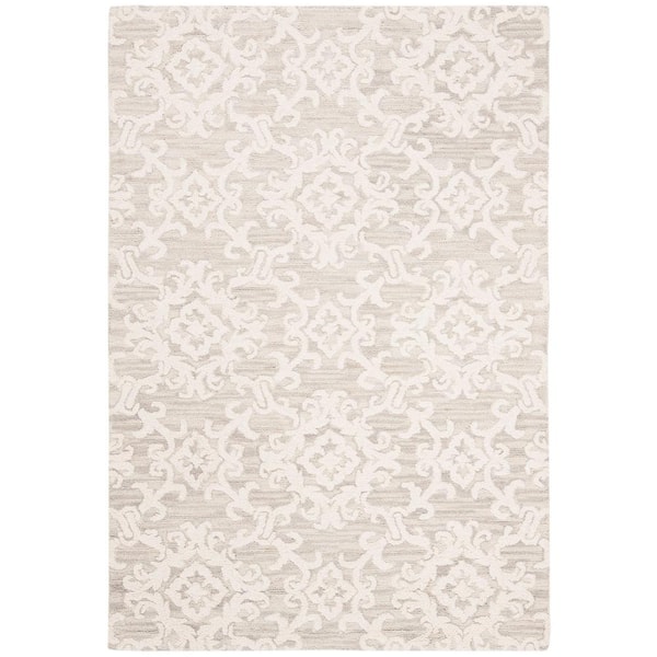 SAFAVIEH Blossom Gray/Ivory 6 ft. x 9 ft. Floral Antique Area Rug