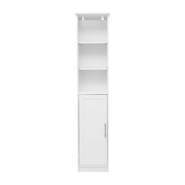 Vega 15 in. W x 9 in. D x 70 in. H Engineered Wood Linen Freestanding Tower Linen Cabinet in White