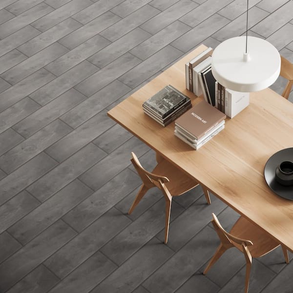 Ella Hill Grey 8-1/4 in. x 12 in. Ceramic Floor and Wall Take Home Tile Sample