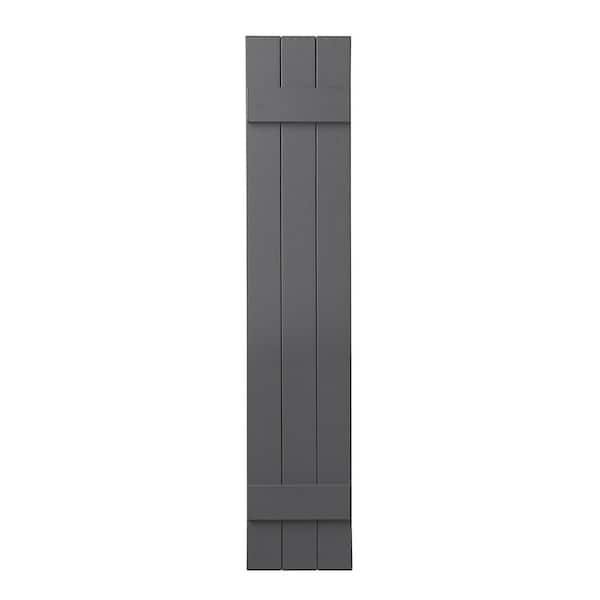 Ply Gem 11 in. x 47 in. Polypropylene Plastic 3-Board Closed Board and Batten Shutters Pair in Gray