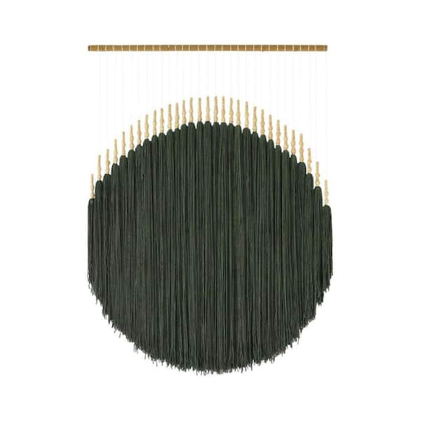 Boho Macrame Green 39 in. x 55 in. Cotton Handmade Tapestry