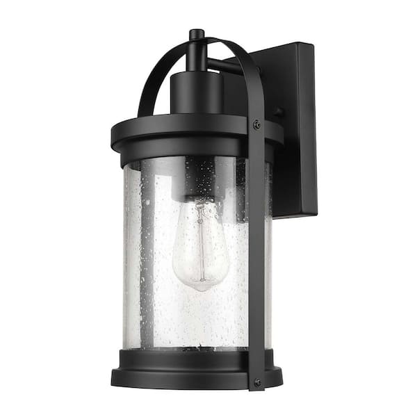 Globe Electric 6.8-in x 16-in Matte Black Metal LED Light Outdoor  Decorative Lantern in the Outdoor Decorative Lanterns department at