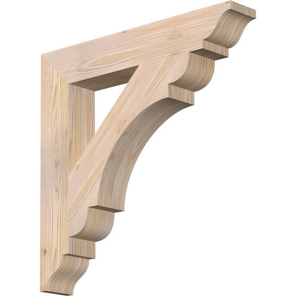 Ekena Millwork 3.5 in. x 22 in. x 22 in. Douglas Fir Olympic Traditional Smooth Bracket