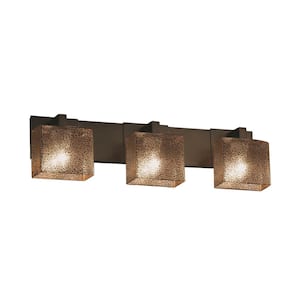 Fusion Modular 3-Light Dark Bronze Bath Light with Mercury Glass Shade