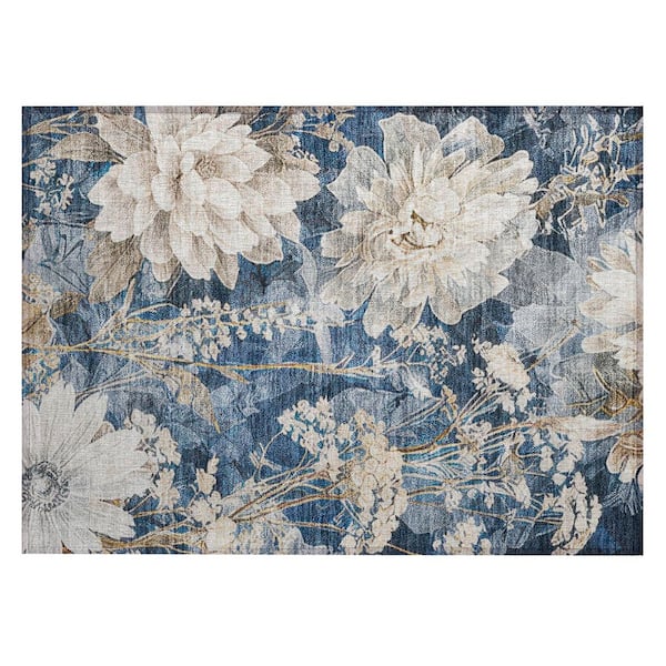 Chantille Machine Washable Indoor/Outdoor Abstract ACN2934 Navy 3 ft. x 4 ft. Area Rug