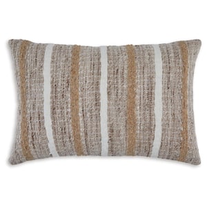 Benish Brown/White Striped Polyester 22 in. L x 14 in. W Pillow