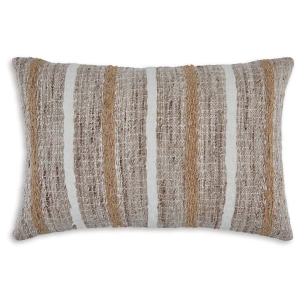 Benish Brown/White Striped Polyester 22 in. L x 14 in. W Pillow