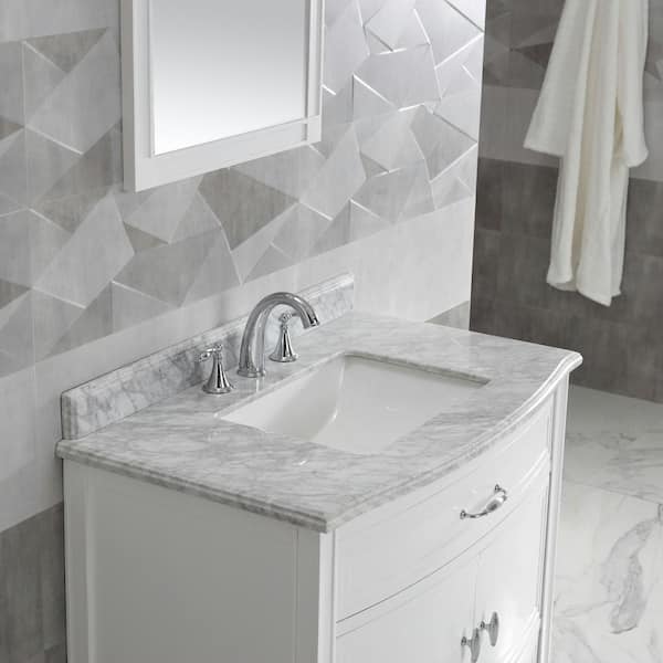 Disar 36'' White Bathroom Vanity with Calacatta Quartz Top and Left Dr -  Disar Trade