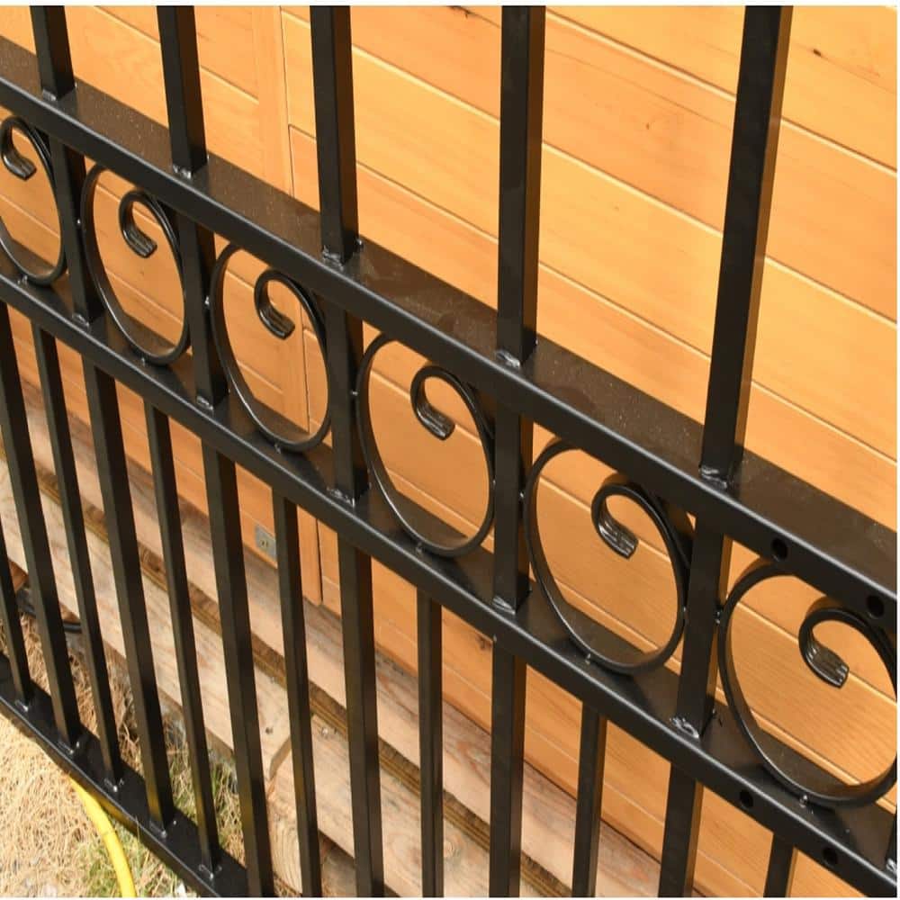 Paris Style Black Steel Dual Swing Driveway Gate with Automated Opener Kit
