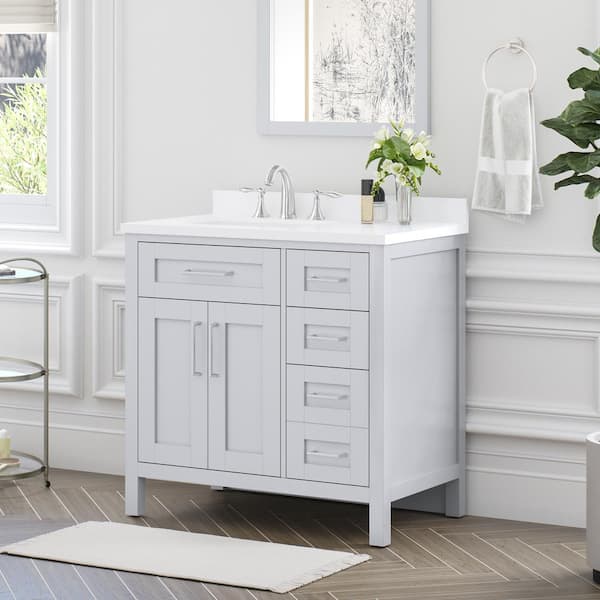 86 inch Single Sink Bathroom Vanity Set Including Makeup Table and 3  Matching Mirrors Antique White Color (86Wx22Dx36H) S7530