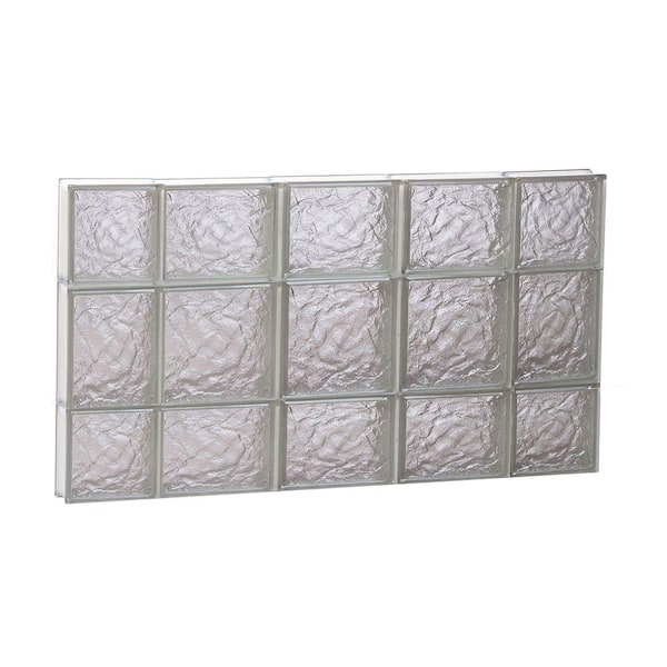 Clearly Secure 34.75 in. x 19.25 in. x 3.125 in. Frameless Ice Pattern Non-Vented Glass Block Window