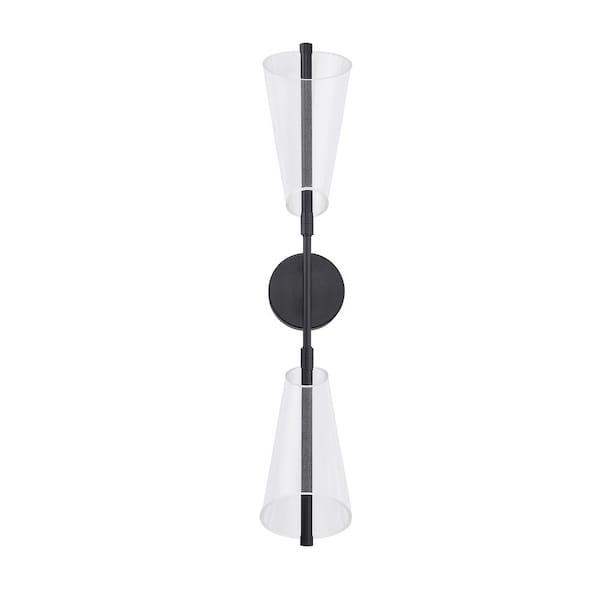 KUZCO Mulberry 29 in. 1 Light 27-Watt Black/Light Guide Integrated LED Wall Sconce