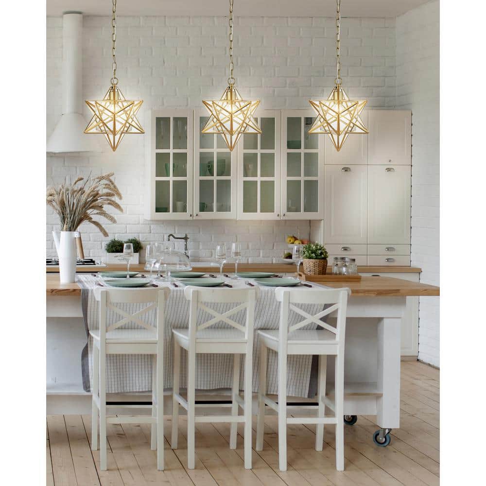 Stella Transitional Glam 12" Gold Leaf Iron LED Pendant