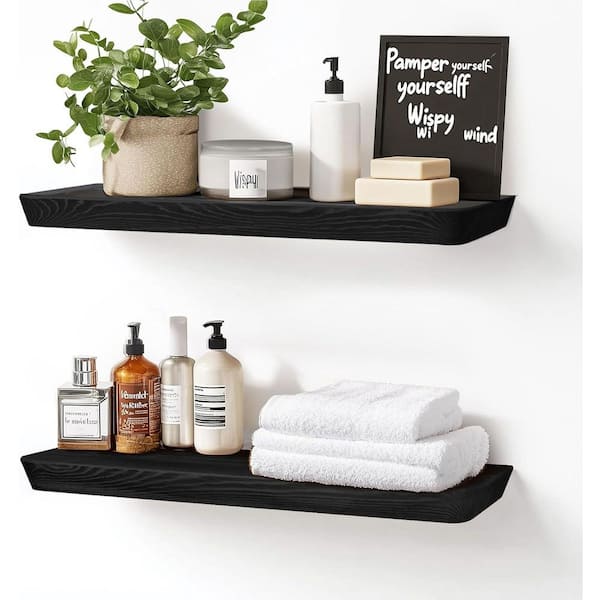 Unbranded 24 in. W x 6.8 in. D Black Decorative Wall Shelf, Wall Mounted Shelves(2-Pack)
