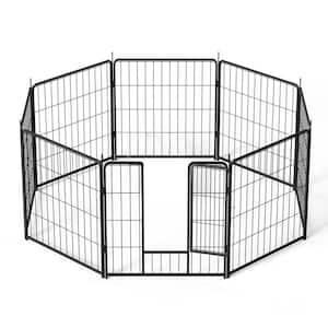 24 in. High Outdoor Black Metal Heavy-Duty Collapsible Portable Pet Pen Dog Pen with Gravity Gate Lock, 8-Pieces