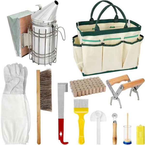 KIWDZFU 12-Piece Bee Hives Starter Kit Beekeeping Supplies, Bee Keeping Supplies-All, Bee Supplies and Equipment with Bee Smoker