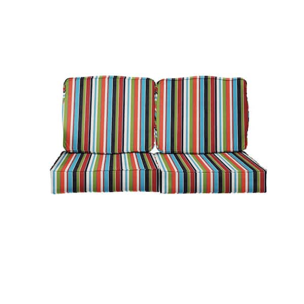 SORRA HOME 23 in. x 23.5 in. Sunbrella Carousel Confetti Deep Seating Indoor/Outdoor Loveseat Cushion
