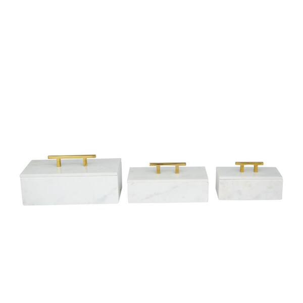 Marble Box With Lid & Gold Handle