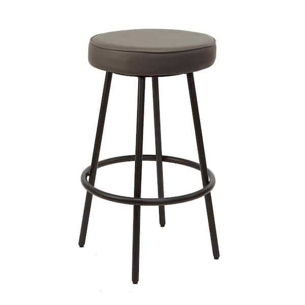 Silverwood Furniture Reimagined 29 in. Charcoal Carly Metal Upholstered Round Backless Bar Stool