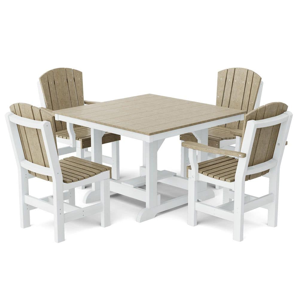 Heritage 5-Piece Weathered Wood and White HDPE Plastic Outdoor Patio Dining Set price history on PriceWatchPro