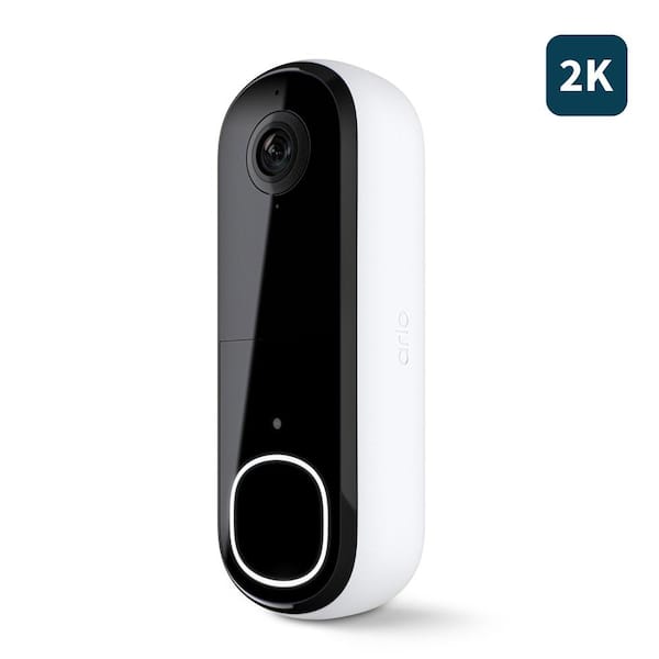 Arlo Video Doorbell 2K (2nd Gen) Wired/Wireless Smart Video Doorbell Camera with Head-To-Toe View and Night Vision - White