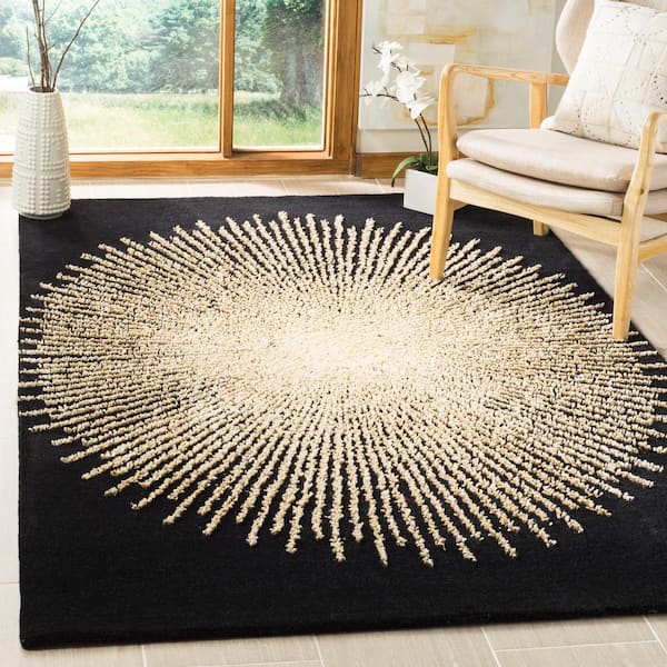Soho 4 ft. x 6 ft. Black/Beige Abstract Area Rug