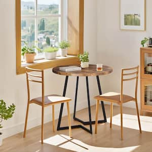 Classic Design Brown Wood 31.5 in. 4 Legs Round Dining Table with, Kithcen Table for Dining Room or Office, Seats 4