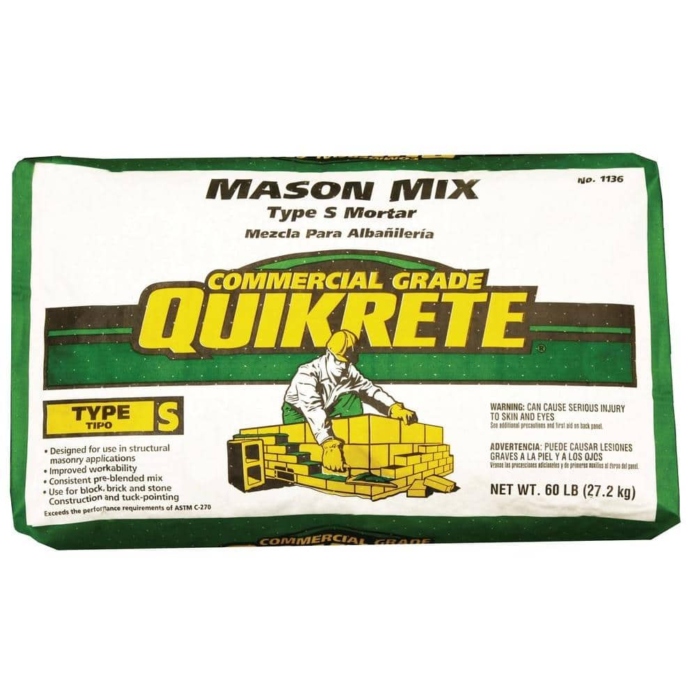 Quikrete 60 lb. Type S Mortar/Cement/Concrete Mix A003A The Home Depot