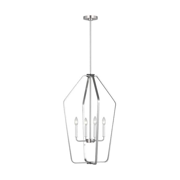 Generation Lighting - Kennan 4-Light Brushed Nickel Transitional Dimmable Lantern Chandelier