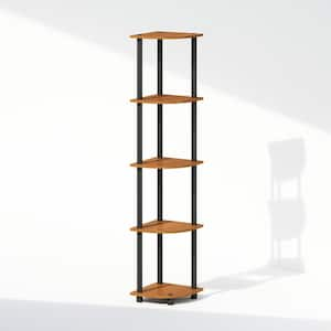 Turn-N-Tube 57.7 in. Tall Light Cherry/Black Wood 5-Shelf Bookcase