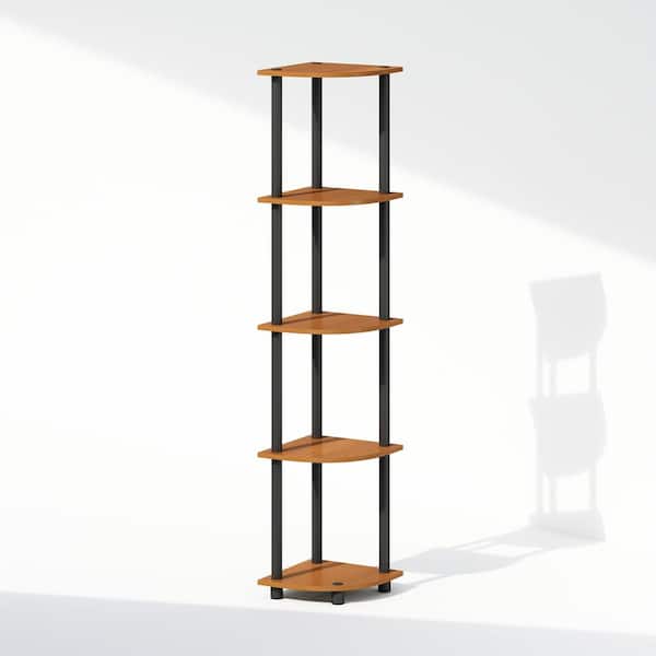 Furinno Turn-N-Tube 57.7 in. Tall Light Cherry/Black Wood 5-Shelf Bookcase