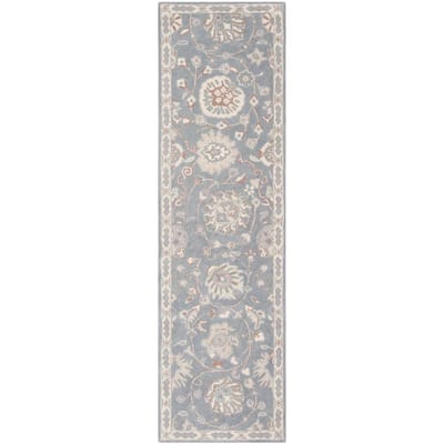 SAFAVIEH Heritage Gray/Beige 9 ft. x 12 ft. Border Area Rug HG863A-912 ...