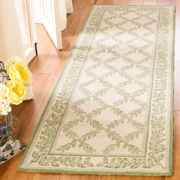 Chelsea Ivory/Light Green 3 ft. x 12 ft. Border Runner Rug