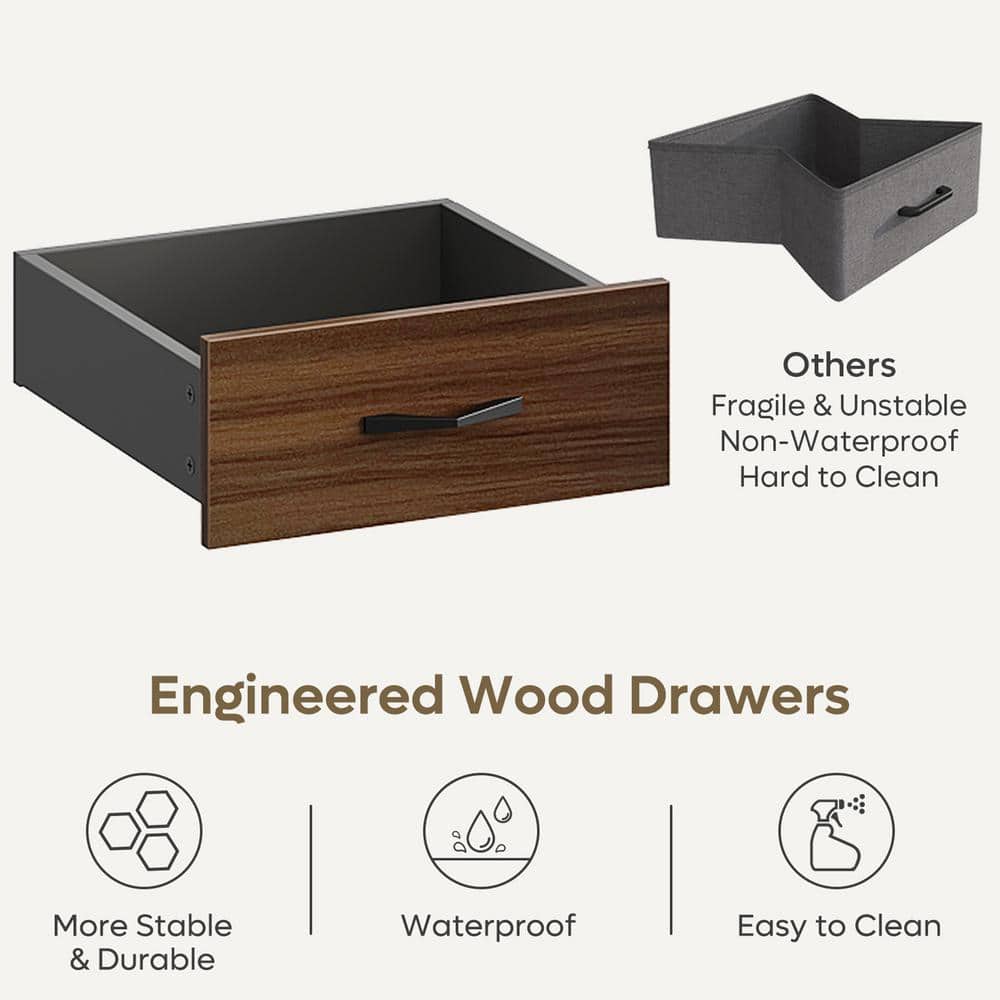 Cherry Wood L-Shaped Gaming Desk with Drawers and Keyboard Tray