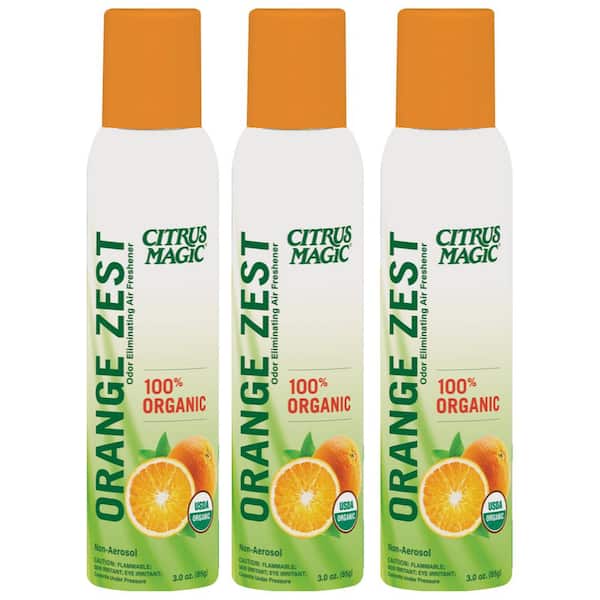 Citrus Magic Organic 3.5 oz. Orange Zest Odor Eliminating Air Freshener Spray (3-Pack)