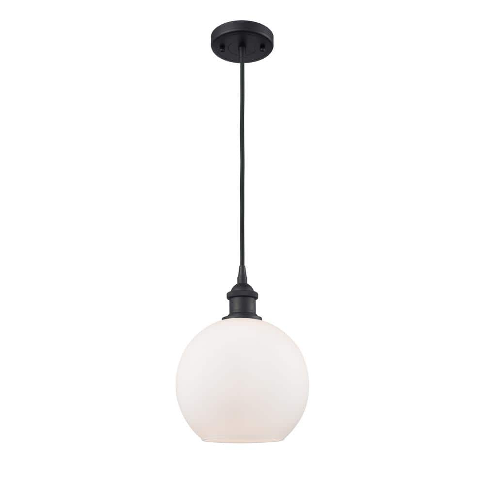 Athens 1-Light Matte Black Shaded Pendant Light with Matte White Glass Shade price history on PriceWatchPro