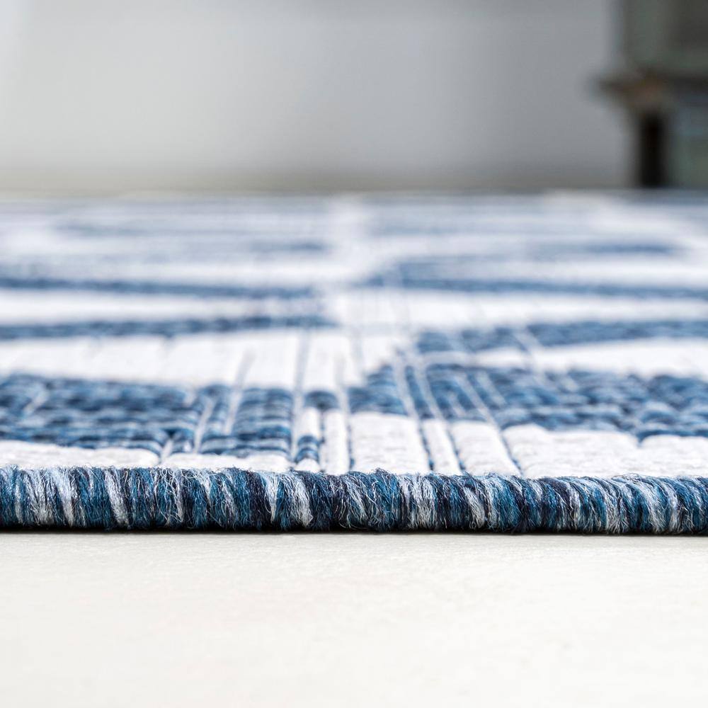 Andratx 8' x 10' Blue Geometric Synthetic Indoor/Outdoor Rug