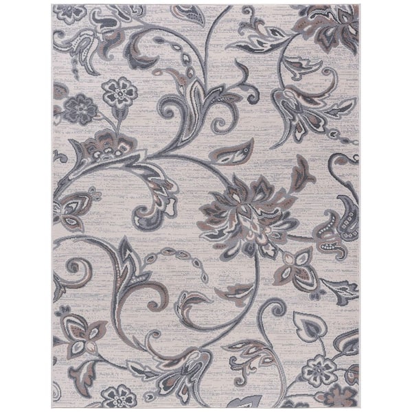 Madison Floral Cream 5 ft. x 7 ft. Indoor Area Rug