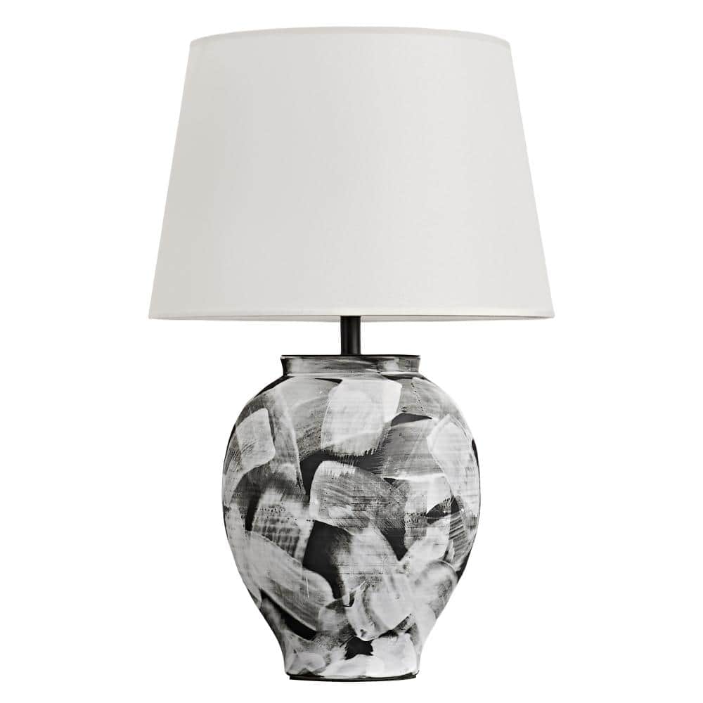 23.62 in. 1-Light Black & White Abstract Ceramic Table Lamp with Linen Shade and On/Off Switch price history on PriceWatchPro