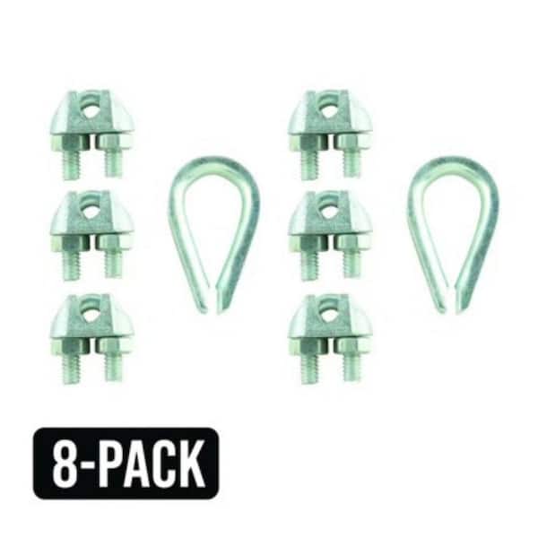 1/16 in. Zinc-Plated Wire Rope U-Bolt Clamp Set (8-Pack)