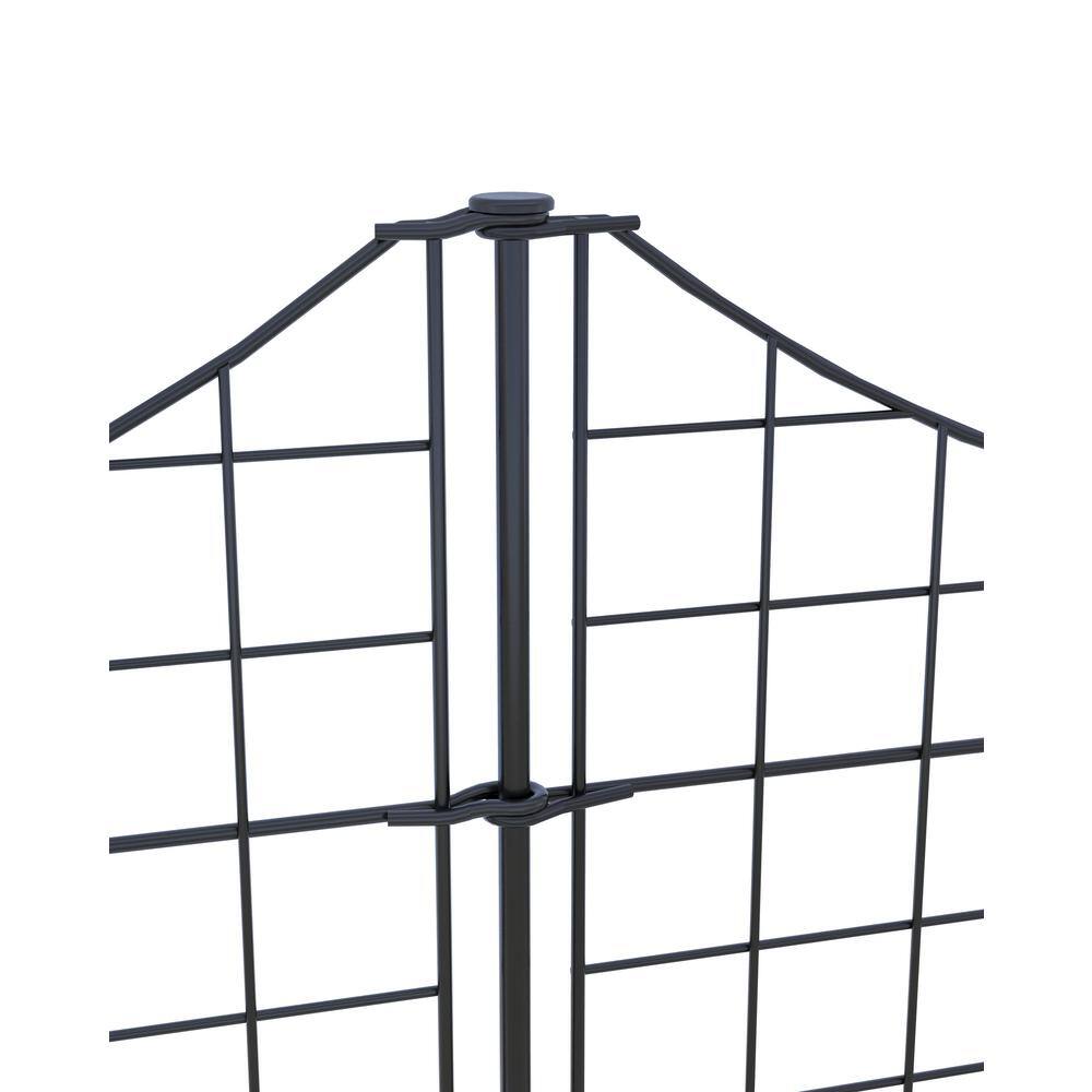 25in H Black Metal No Dig Garden Fence Panels with Gate