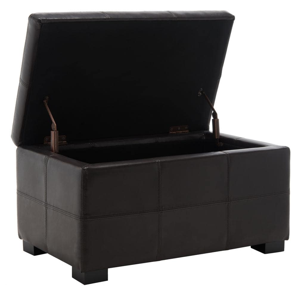 Maiden Black Faux Leather Tufted Storage Bench