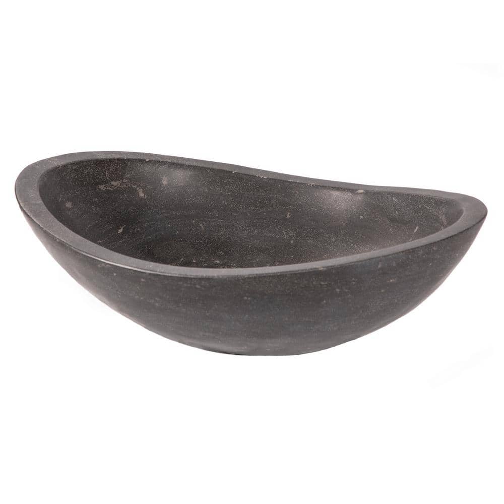 Honed Black Limestone Canoe Shaped Bathroom Sink