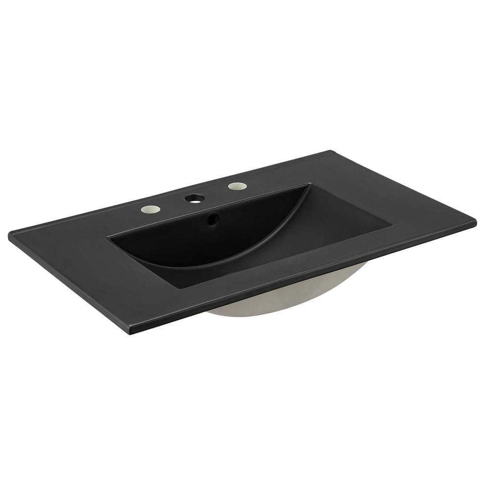 Cayman 30" Black Ceramic Rectangular Bathroom Sink