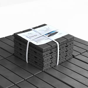 12 in. W x 12 in. L Outdoor Checker Square Plastic PVC Interlocking Composite Flooring Deck Tiles, Gray Pack of 36 Tiles