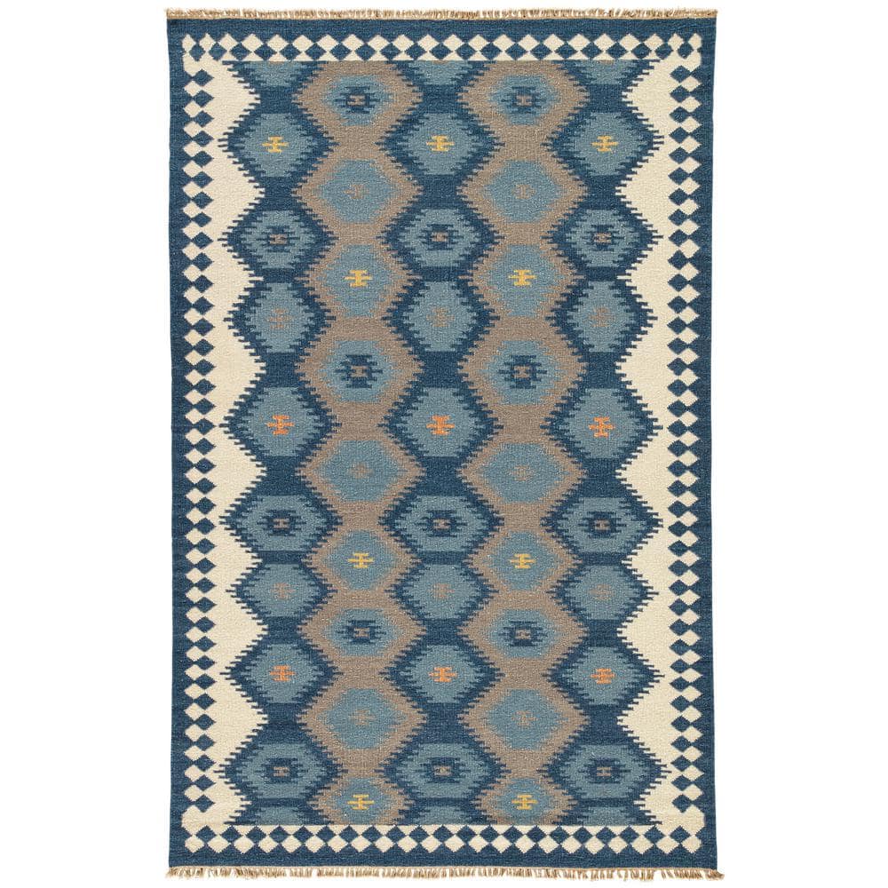 Saltana Navy/Gray 4 ft. x 6 ft. Geometric Area Rug