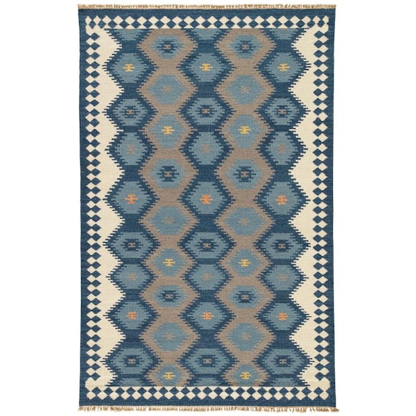 Unbranded Saltana Navy/Gray 4 ft. x 6 ft. Geometric Area Rug