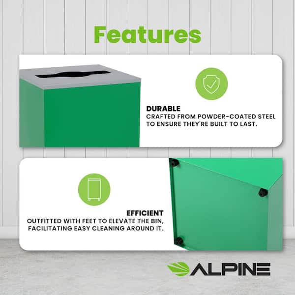 29 Gal. Green Steel Vented Trash Can Commercial Recycling Compost Bin with Mixed Slot Lid