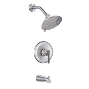 Single Handle 4-Spray Shower Faucet 1.8 GPM with High Pressure Tub Spout in Brushed Nickel (Valve Included)