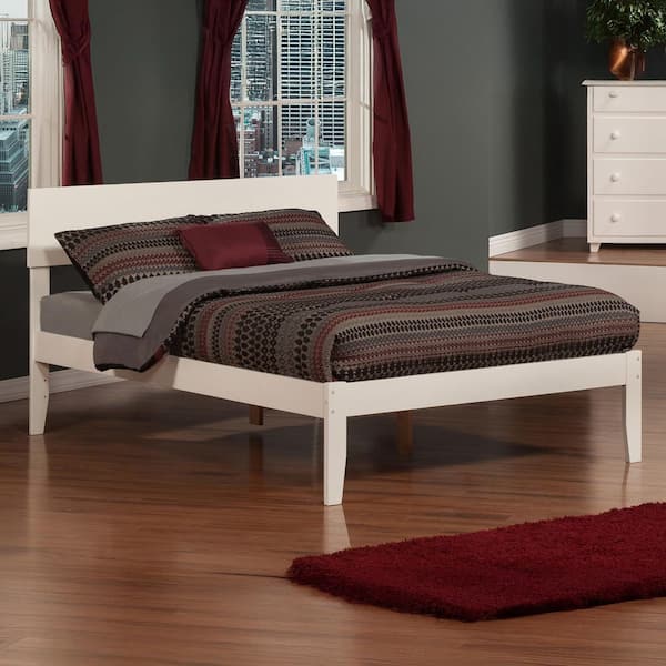 AFI Orlando White Full Platform Bed with Open Foot Board